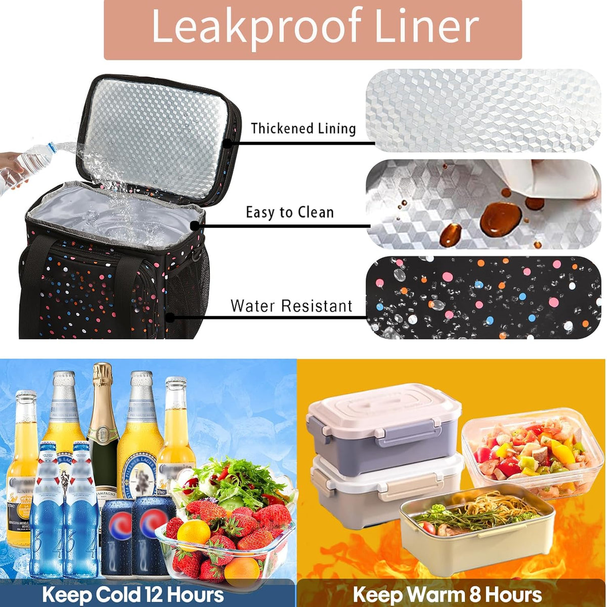 Expandable Lunch Box Insulated Leakproof Cooler Bag Work Outdoor
