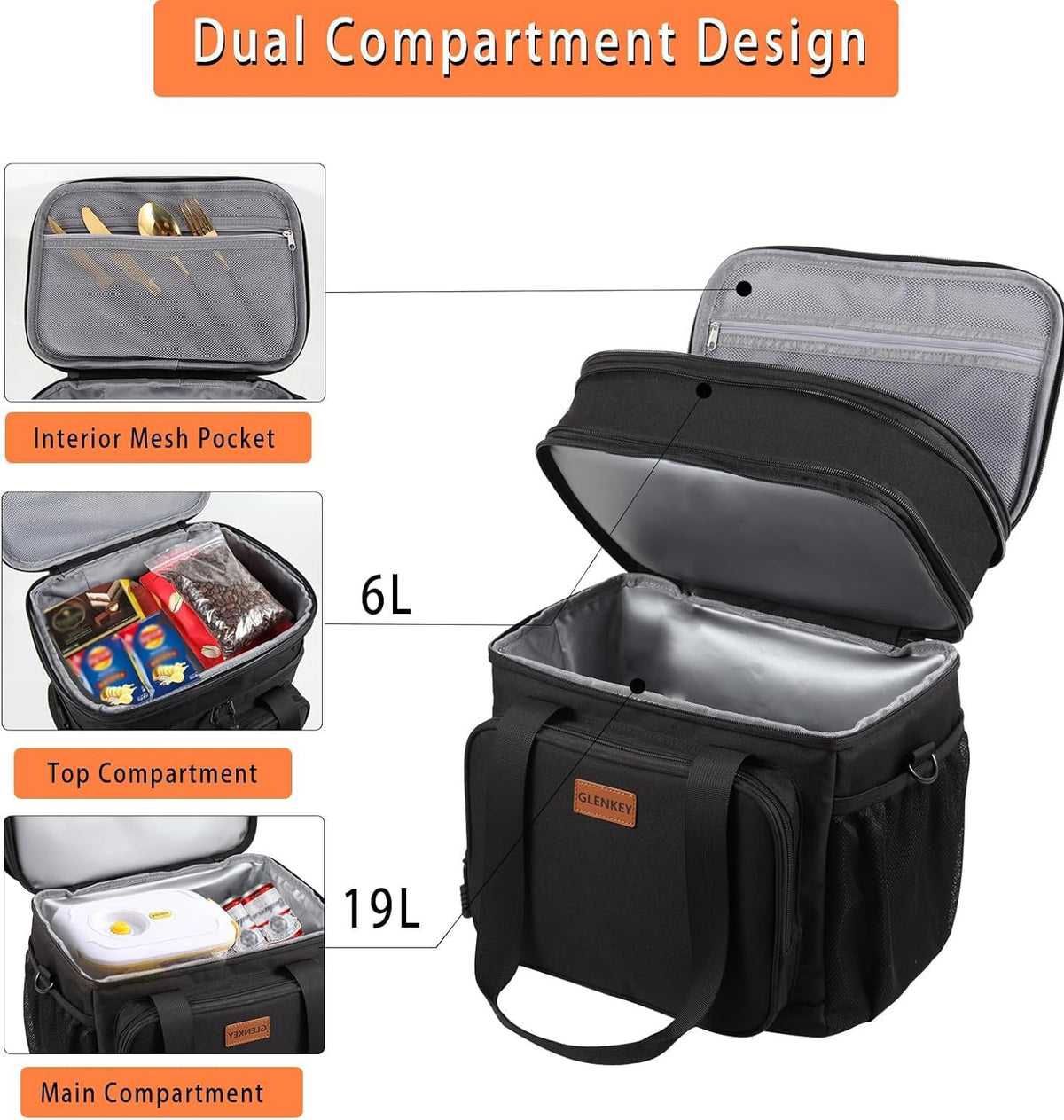 Expandable Lunch Box Insulated Leakproof Cooler Bag Work Outdoor