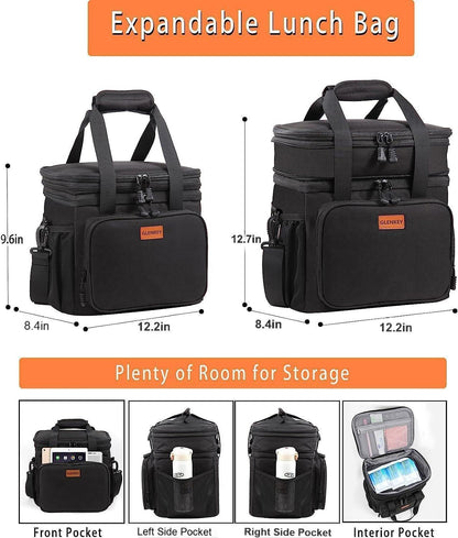 Expandable Lunch Box Insulated Leakproof Cooler Bag Work Outdoor