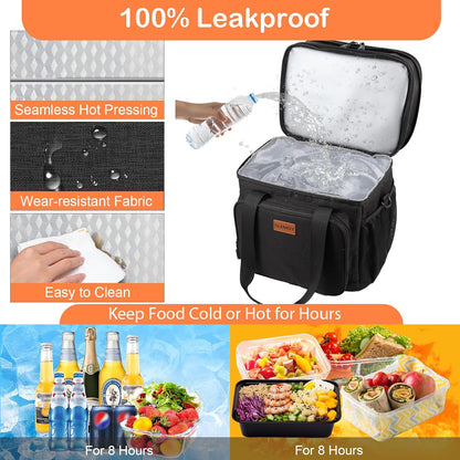 Expandable Lunch Box Insulated Leakproof Cooler Bag Work Outdoor