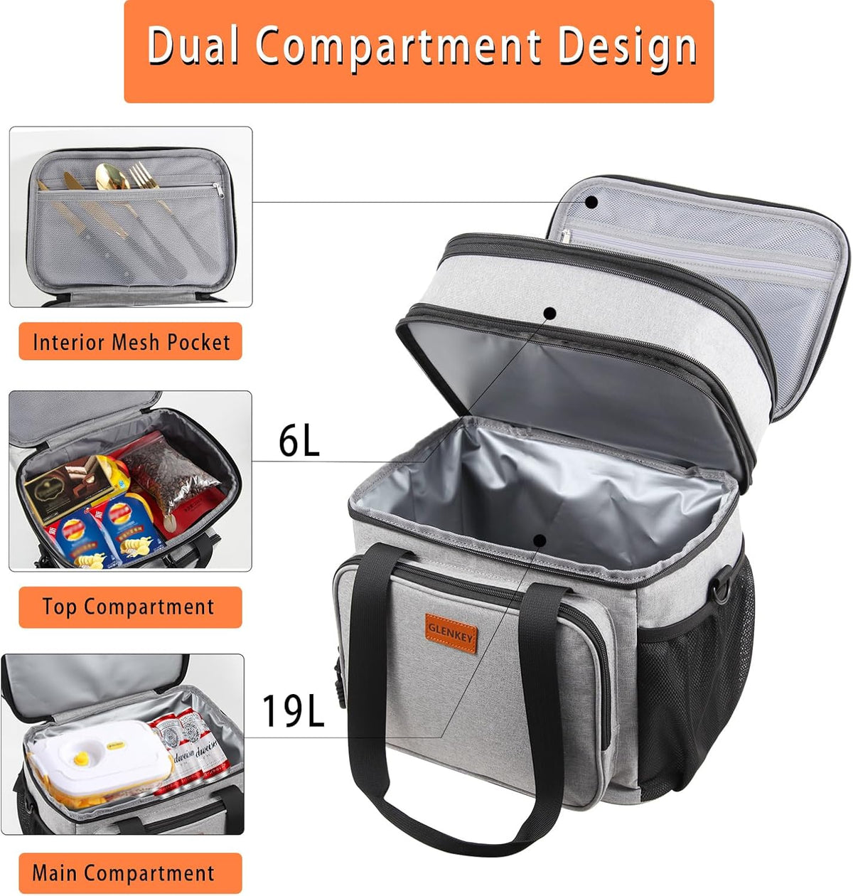 Expandable Lunch Box Insulated Leakproof Cooler Bag Work Outdoor