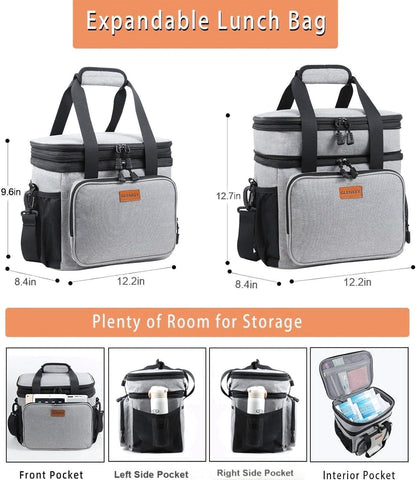 Expandable Lunch Box Insulated Leakproof Cooler Bag Work Outdoor
