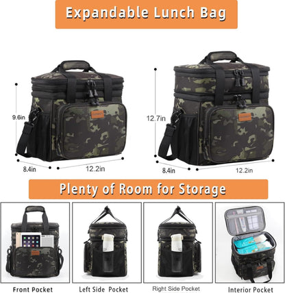 Expandable Lunch Box Insulated Leakproof Cooler Bag Work Outdoor