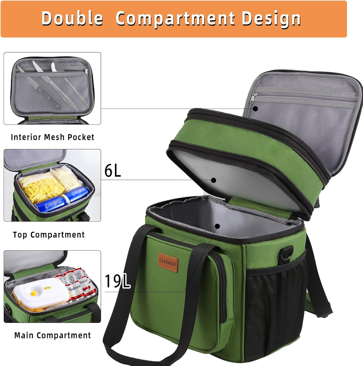 Expandable Lunch Box Insulated Leakproof Cooler Bag Work Outdoor