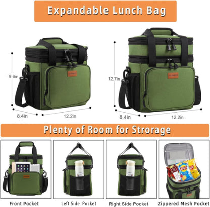 Expandable Lunch Box Insulated Leakproof Cooler Bag Work Outdoor