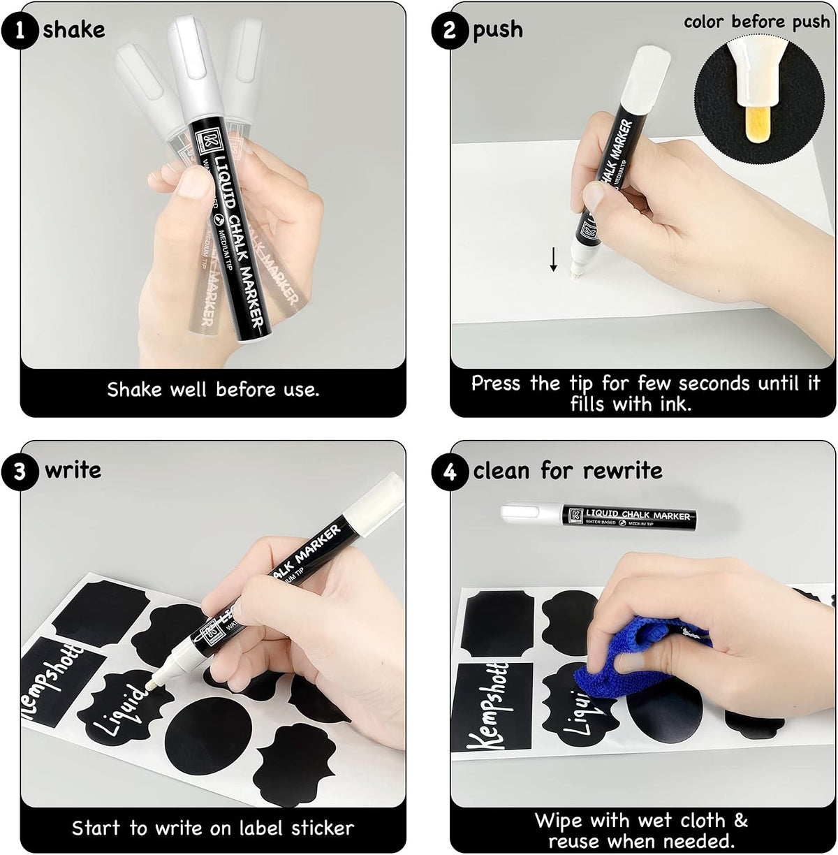 Chalkboard Labels for Jars, 162pcs Waterproof Reusable Stickers with Marker