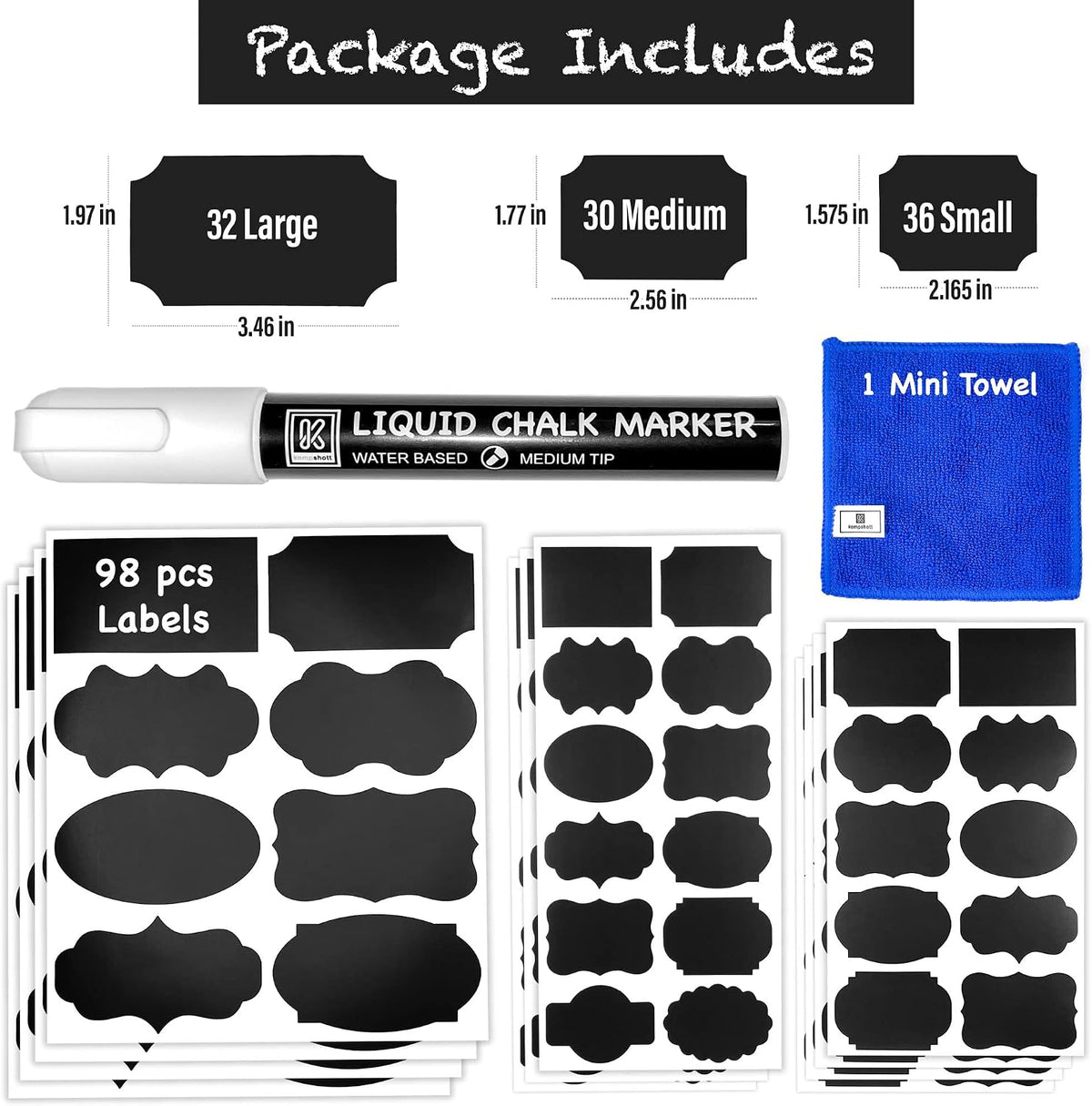 Chalkboard Labels for Jars, 162pcs Waterproof Reusable Stickers with Marker