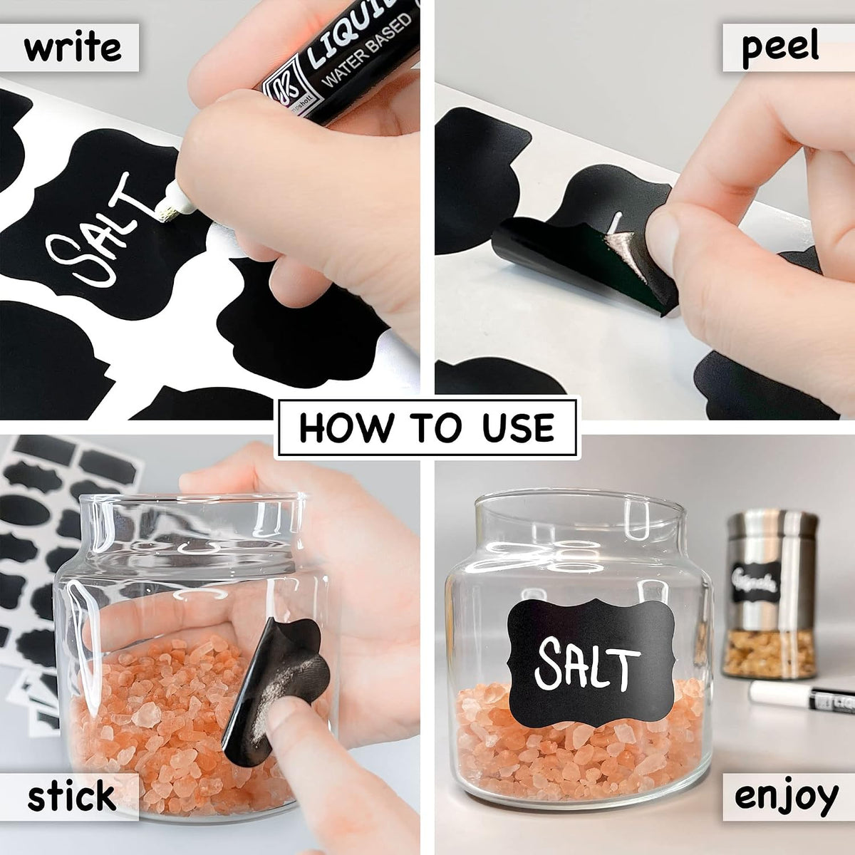 Chalkboard Labels for Jars, 162pcs Waterproof Reusable Stickers with Marker