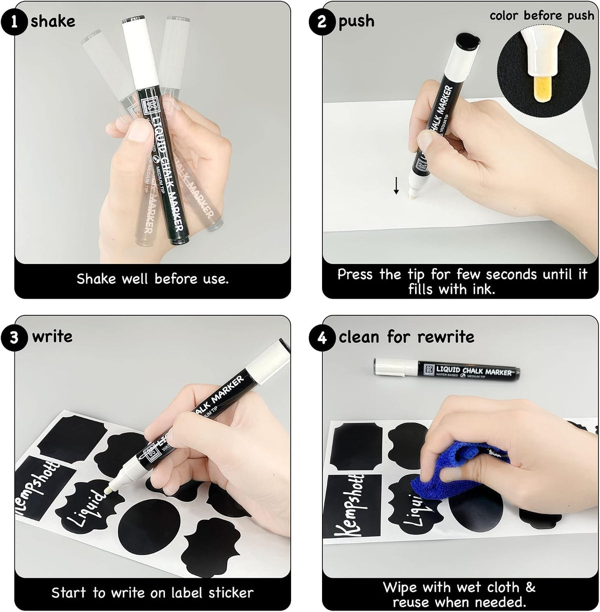 Chalkboard Labels for Jars, 162pcs Waterproof Reusable Stickers with Marker