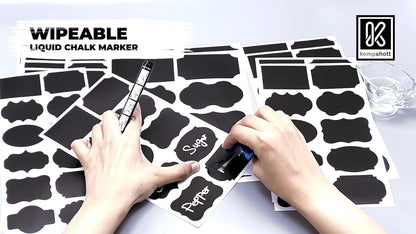 Chalkboard Labels for Jars, 162pcs Waterproof Reusable Stickers with Marker
