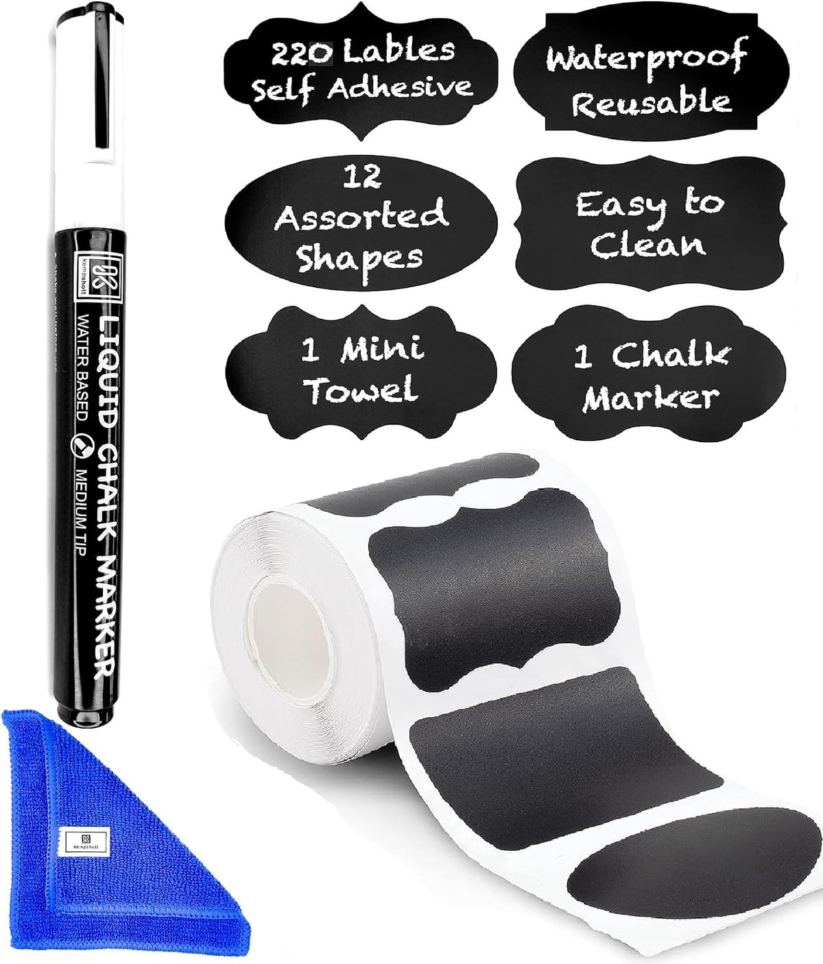 Chalkboard Labels for Jars, 162pcs Waterproof Reusable Stickers with Marker