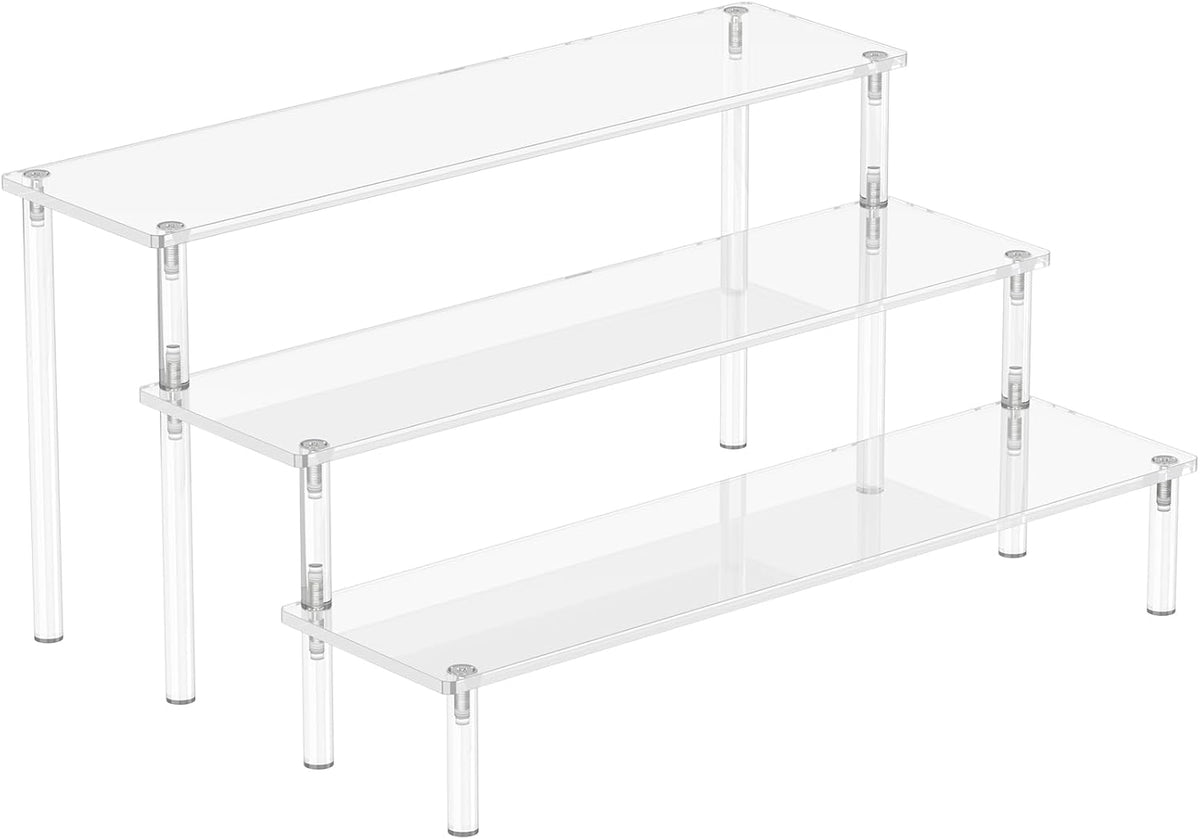 Acrylic Display Risers, 3 Tier Perfume Organizer, Clear Cupcake Stand | Large Shelf Risers for Figures, Dessert Shelves for Party, Display Holder for Decoration and Organizer