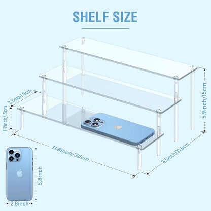 Acrylic Display Risers, 3 Tier Perfume Organizer, Clear Cupcake Stand | Large Shelf Risers for Figures, Dessert Shelves for Party, Display Holder for Decoration and Organizer