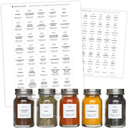 Modern Style Round Black Spice Labels Stickers Preprinted Waterproof - Oil Resistant Kitchen Pantry Labels for Home Improvement - 1.35 Inches Pantry Stickers - Set of 80 (No Jars)