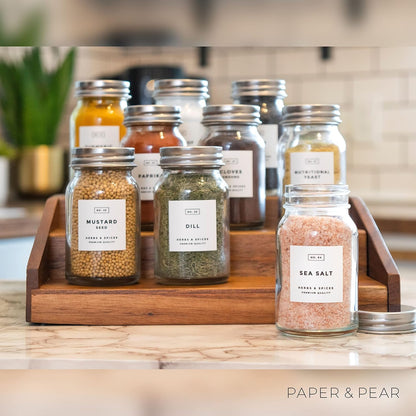 Modern Style Round Black Spice Labels Stickers Preprinted Waterproof - Oil Resistant Kitchen Pantry Labels for Home Improvement - 1.35 Inches Pantry Stickers - Set of 80 (No Jars)