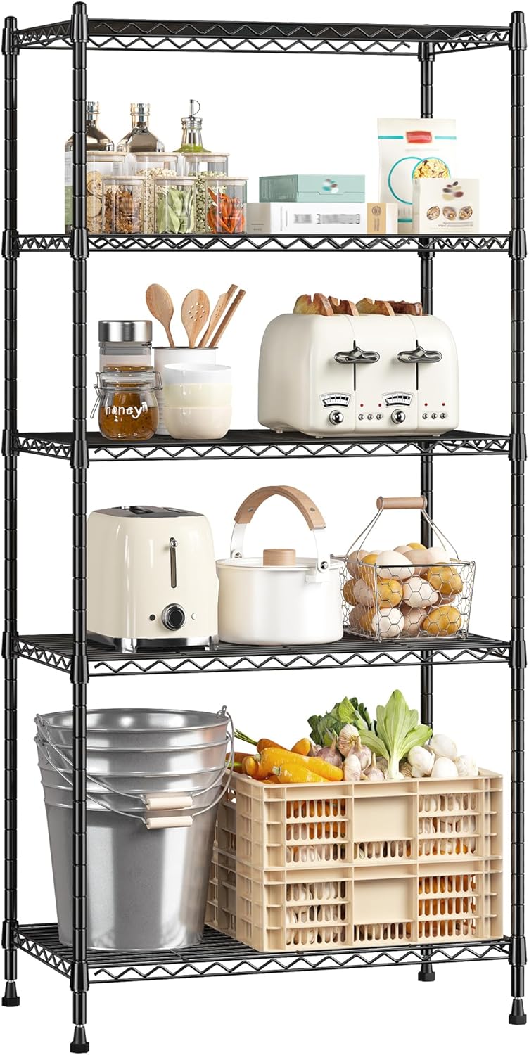 5-Tier 1010LBS Adjustable Narrow Storage Shelves, for Kitchen