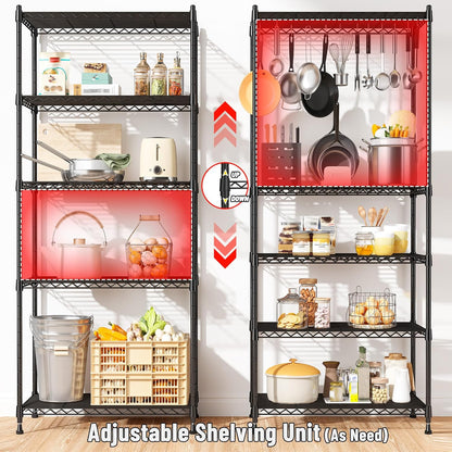 5-Tier 1010LBS Adjustable Narrow Storage Shelves, for Kitchen