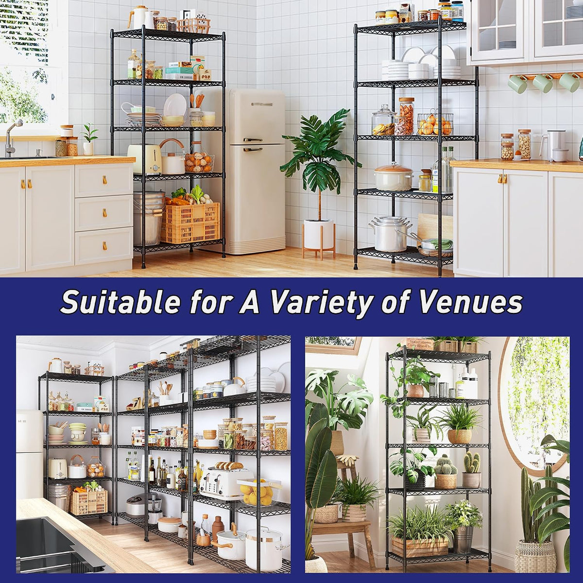5-Tier 1010LBS Adjustable Narrow Storage Shelves, for Kitchen