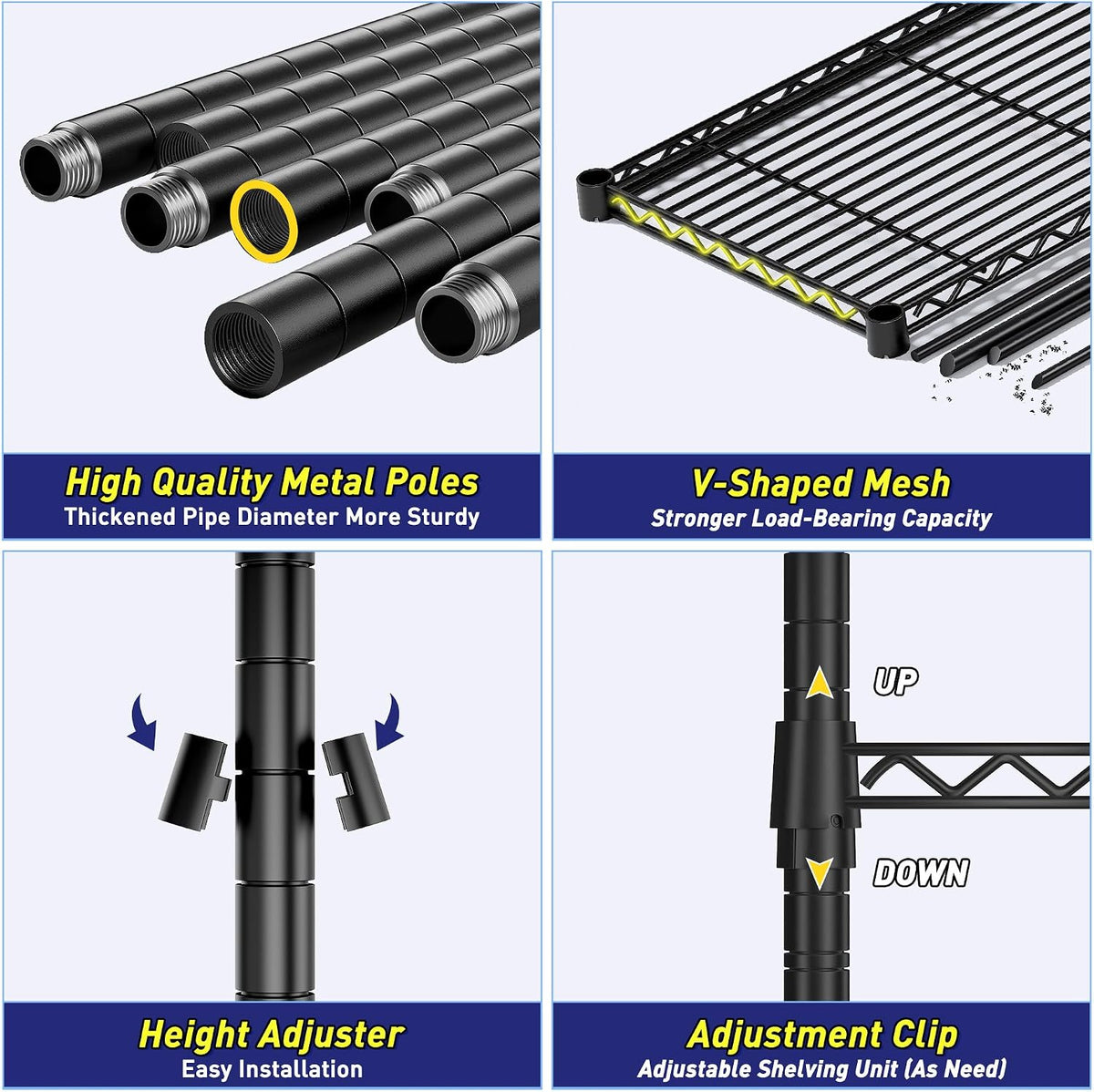 5-Tier 1010LBS Adjustable Narrow Storage Shelves, for Kitchen