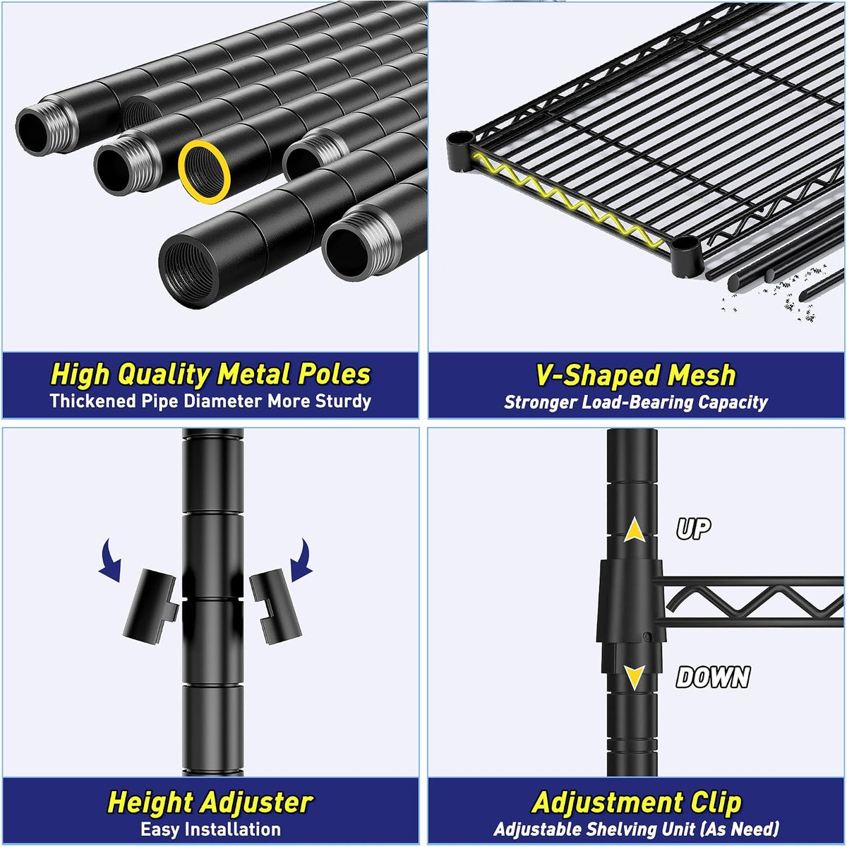 5-Tier 1010LBS Adjustable Narrow Storage Shelves, for Kitchen