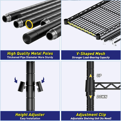 5-Tier 1010LBS Adjustable Narrow Storage Shelves, for Kitchen