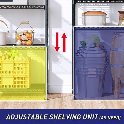 5-Tier 1010LBS Adjustable Narrow Storage Shelves, for Kitchen
