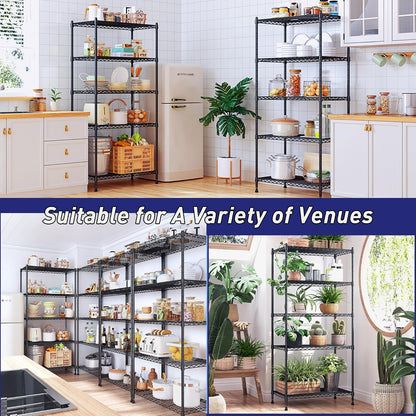 5-Tier 1010LBS Adjustable Narrow Storage Shelves, for Kitchen