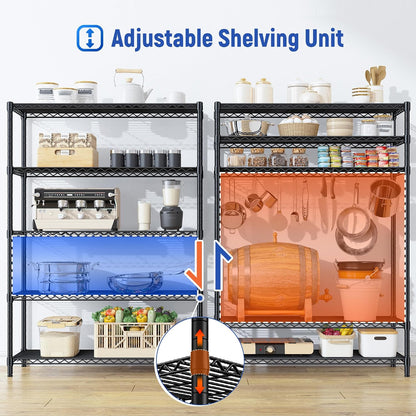 5-Tier 1010LBS Adjustable Narrow Storage Shelves, for Kitchen