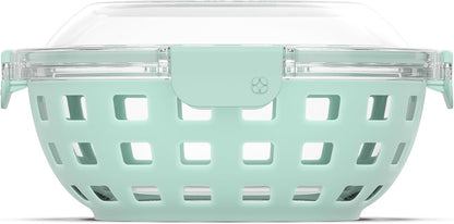 DuraGlass Food Storage Glass Lunch Bowl - Meal Prep Container with Silicone Sleeve and Airtight Lid, 5 Cup, Yucca