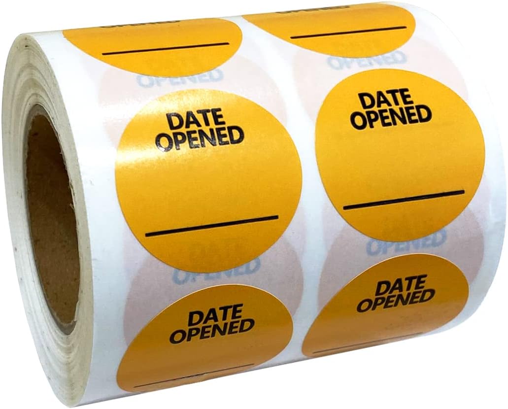 1000 Pcs Date Opened Stickers,1.25 Inches Medication Instruction Labels,Permanent Paper Labels for Food Containers Kitchen Freezer Food Storage Medication Tracking,Roll