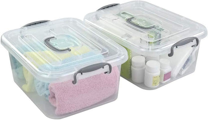 2-Pack Clear Storage Latch Box, Plastic Containers with Lids, 8 L