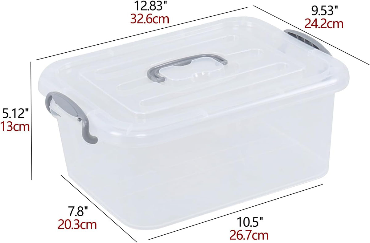 2-Pack Clear Storage Latch Box, Plastic Containers with Lids, 8 L