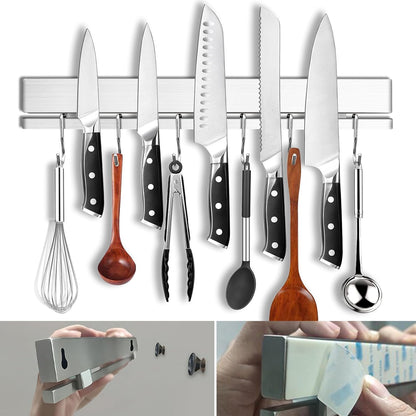 17 Inch Magnetic Knife Strip for Wall with 12 Hooks