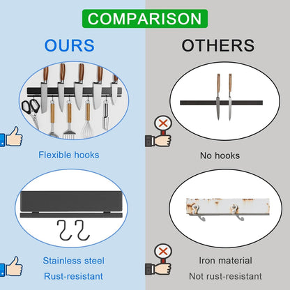 17 Inch Magnetic Knife Strip for Wall with 12 Hooks