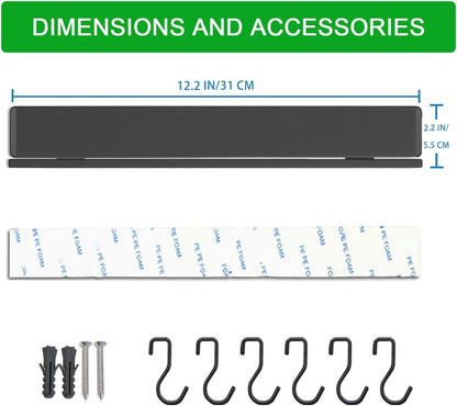 17 Inch Magnetic Knife Strip for Wall with 12 Hooks
