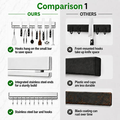 17 Inch Magnetic Knife Strip for Wall with 12 Hooks