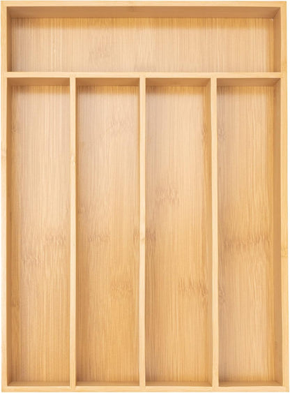 Silverware Organizer Kitchen Drawer Organizer Utensil Organizer Bamboo Silverware Holder Cutlery Organizer in Drawer Flatware Organizer Tray(7 slots, Natural