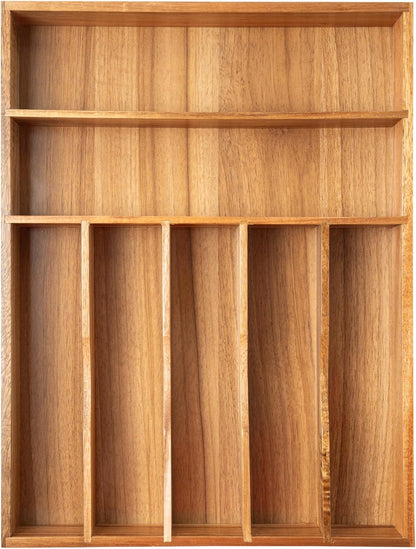 Silverware Organizer Kitchen Drawer Organizer Utensil Organizer Bamboo Silverware Holder Cutlery Organizer in Drawer Flatware Organizer Tray(7 slots, Natural