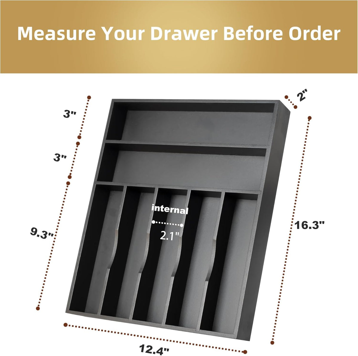 Silverware Organizer Kitchen Drawer Organizer Utensil Organizer Bamboo Silverware Holder Cutlery Organizer in Drawer Flatware Organizer Tray(7 slots, Natural