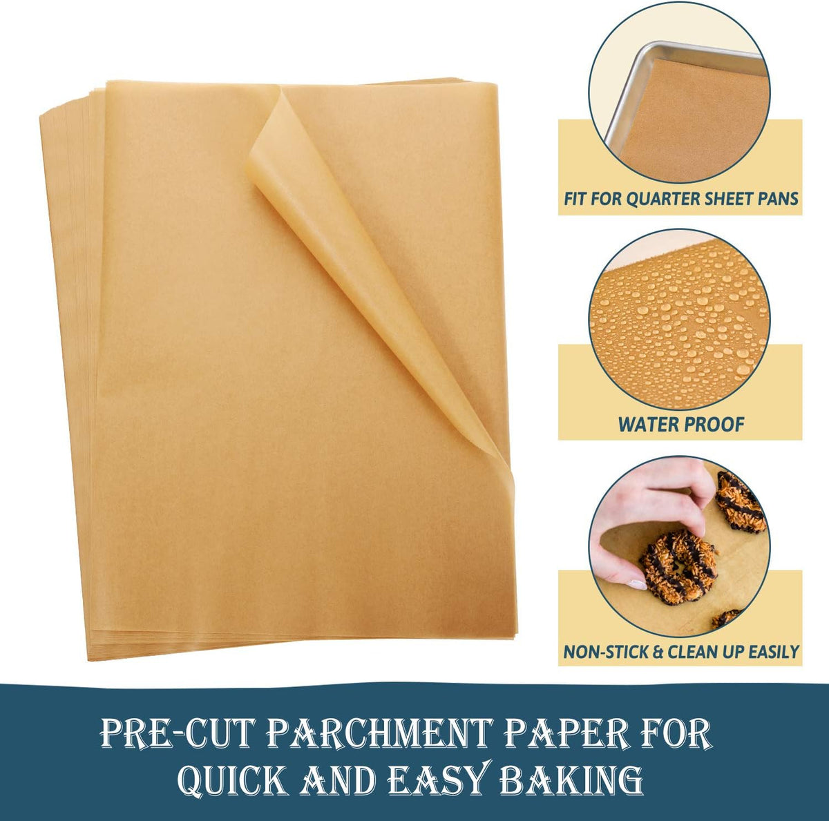 200 Pcs Parchment Paper Sheets, 12 x 16 Inch, Precut Non-Stick Parchment Sheets for Baking, Cooking, Grilling, Air Fryer and Steaming - Unbleached, Fit for Half Sheet Pans
