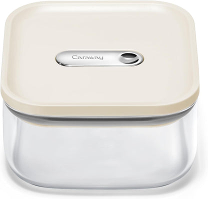 4 qt Glass Airtight Food Storage Container with Lid | Non-Toxic, BPA-Free Kitchen Storage Container, Stackable, Space-Saving Airtight Container for Dry Goods and More, Cream