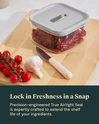 4 qt Glass Airtight Food Storage Container with Lid | Non-Toxic, BPA-Free Kitchen Storage Container, Stackable, Space-Saving Airtight Container for Dry Goods and More, Cream