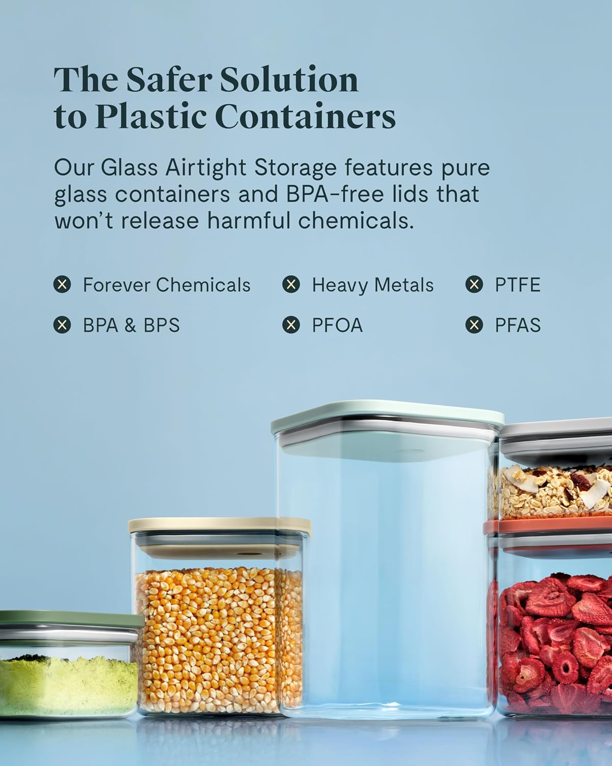 4 qt Glass Airtight Food Storage Container with Lid | Non-Toxic, BPA-Free Kitchen Storage Container, Stackable, Space-Saving Airtight Container for Dry Goods and More, Cream