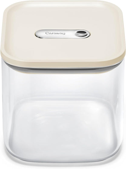 4 qt Glass Airtight Food Storage Container with Lid | Non-Toxic, BPA-Free Kitchen Storage Container, Stackable, Space-Saving Airtight Container for Dry Goods and More, Cream