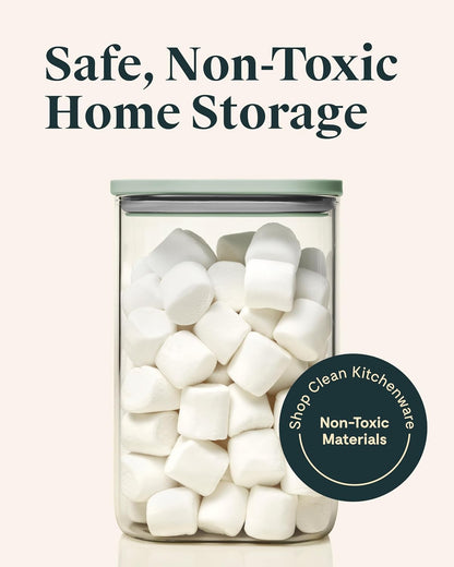 4 qt Glass Airtight Food Storage Container with Lid | Non-Toxic, BPA-Free Kitchen Storage Container, Stackable, Space-Saving Airtight Container for Dry Goods and More, Cream