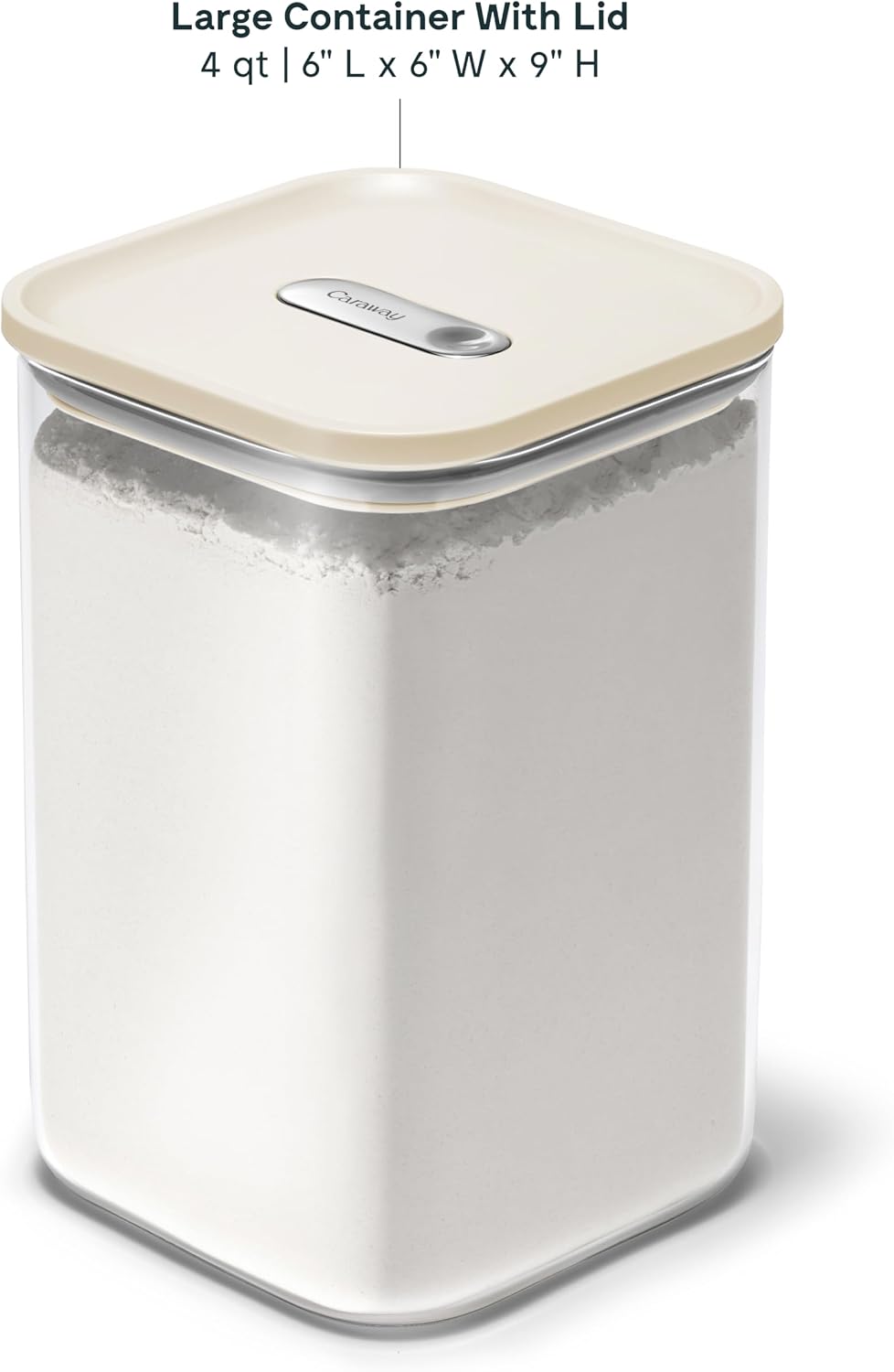 4 qt Glass Airtight Food Storage Container with Lid | Non-Toxic, BPA-Free Kitchen Storage Container, Stackable, Space-Saving Airtight Container for Dry Goods and More, Cream