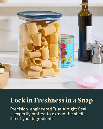 4 qt Glass Airtight Food Storage Container with Lid | Non-Toxic, BPA-Free Kitchen Storage Container, Stackable, Space-Saving Airtight Container for Dry Goods and More, Cream