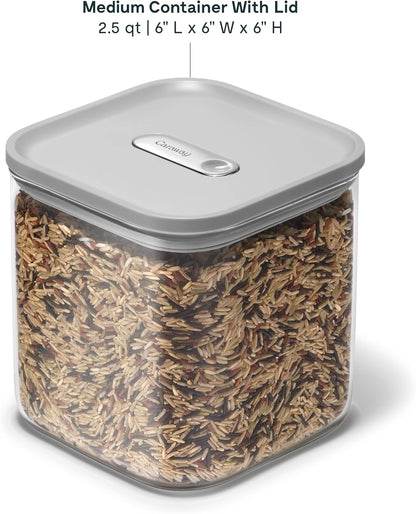 4 qt Glass Airtight Food Storage Container with Lid | Non-Toxic, BPA-Free Kitchen Storage Container, Stackable, Space-Saving Airtight Container for Dry Goods and More, Cream