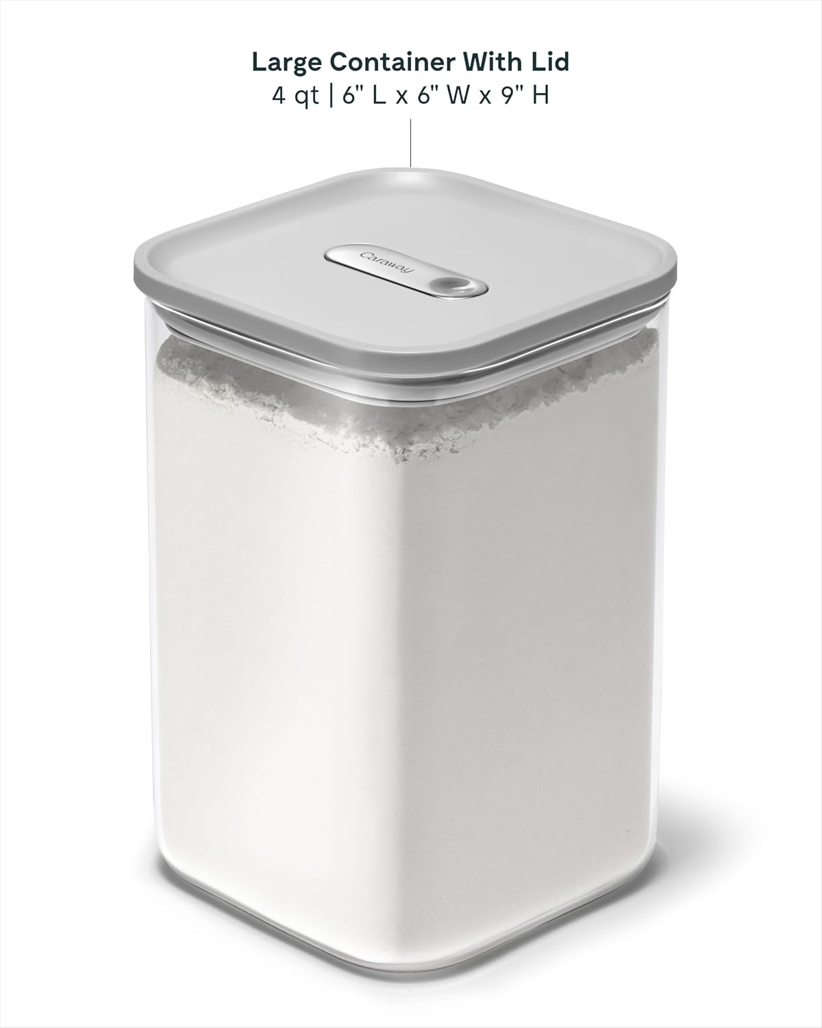 4 qt Glass Airtight Food Storage Container with Lid | Non-Toxic, BPA-Free Kitchen Storage Container, Stackable, Space-Saving Airtight Container for Dry Goods and More, Cream