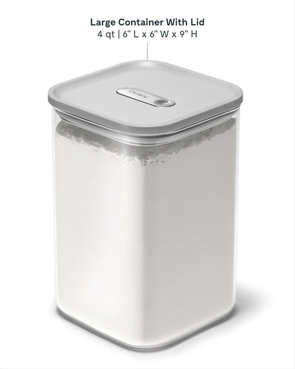 4 qt Glass Airtight Food Storage Container with Lid | Non-Toxic, BPA-Free Kitchen Storage Container, Stackable, Space-Saving Airtight Container for Dry Goods and More, Cream